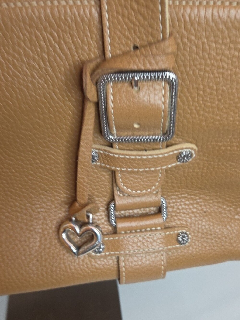 Brighton Tan Pebbled Leather Shoulder Bag with Heart Charm - Picture 4 of 14